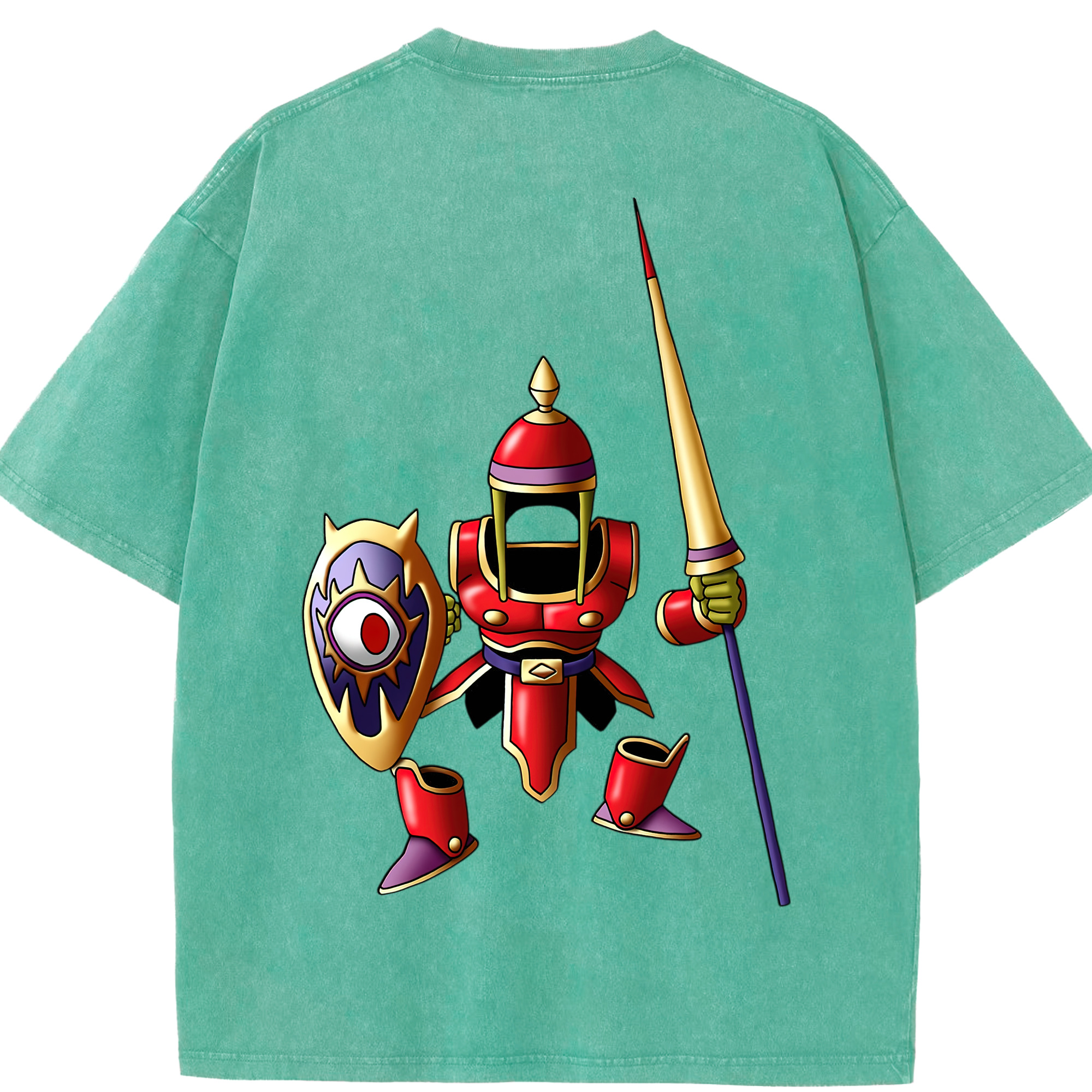 （画像用） ドラゴンクエスト Doragon Kuesuto Dragon Quest 綿100% ヴィンテージ風 半袖Tシャツ（背面プリント）